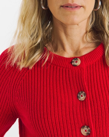 Red Raglan Long Sleeve Cardigan