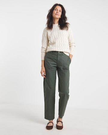 Cotton Rich Barrel Leg Trouser with Stretch
