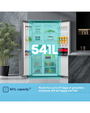 Fridgemaster MS91558DES NonPlumbed Total No Frost American Fridge Freezer Silver