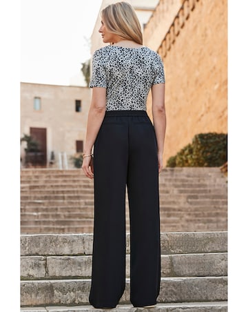 Sosandar Wide Leg Tie Waist Trouser