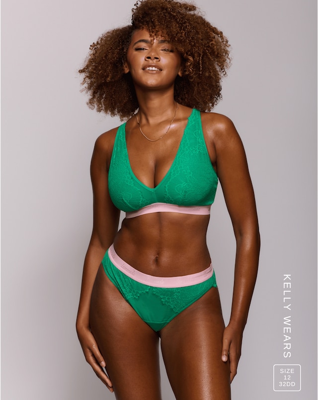Lemonade Dolls Synergy Lace Fuller Cup Bralette (DD-G) Emerald/Pink