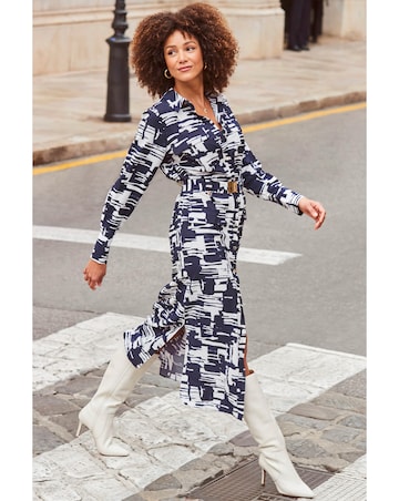 Sosandar Abstract Print Luxe Utility Shirt Dress