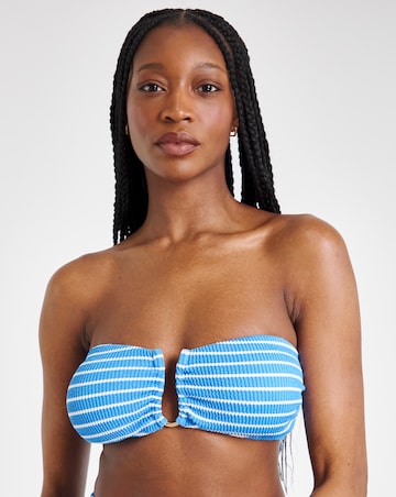 Non Wired Stripe Bandeau Bikini Top
