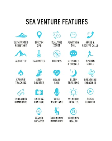 Reflex Active Venture AMOLED 50m Swim GPS Silicone Strap Smart Watch - Blue