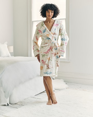 Chelsea Peers Dinosaur Print Fleece Hooded Dressing Gown
