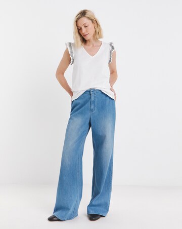 Pure Cotton White Ruffle Sleeve Vest