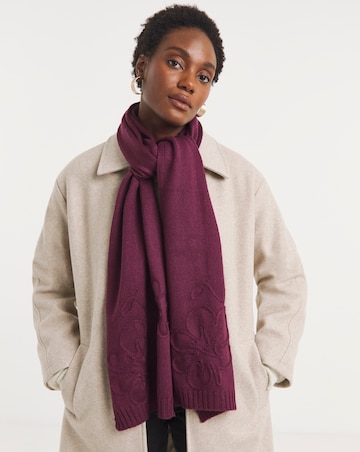 Floral Embroidered Knitted Scarf