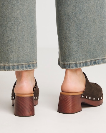 Stella Suede Closed Toe Platform Clog Sandals Wide E Fit Simply Comfort