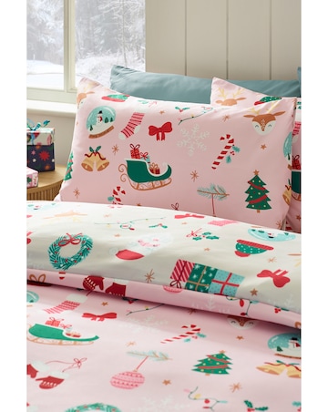 Catherine Lansfield Christmas Happy Holidays So Soft Reversible Duvet Cover Set