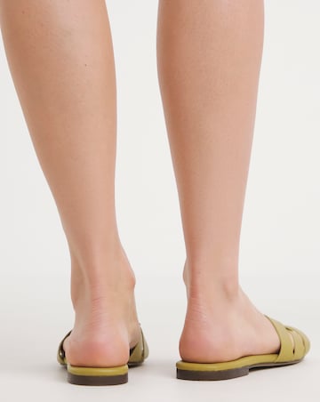 Wisteria Leather Woven Flat Mule - Wide Fit (E)