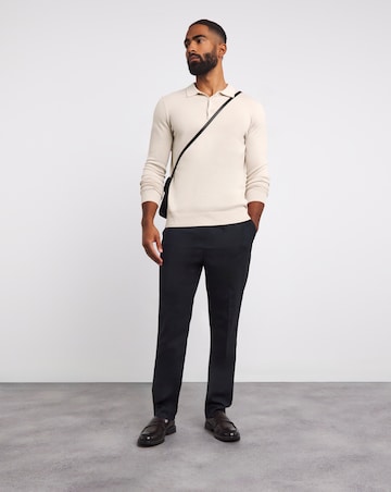 Stone Cotton Long Sleeve Polo