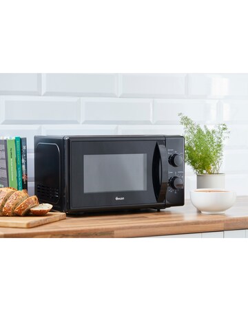 Swan Serenity Kettle, 4 Slice Toaster & Microwave Bundle Black