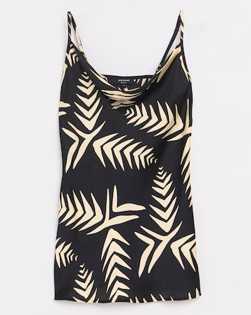 Printed Satin Cowl Neck Strappy Cami