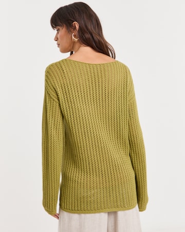 Green Long Sleeve Crochet Tunic
