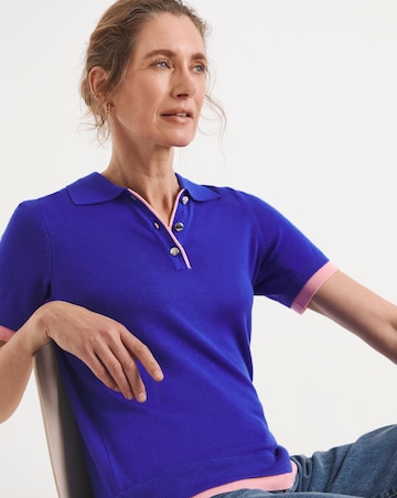 Contrast Short Sleeve Collar Jumper