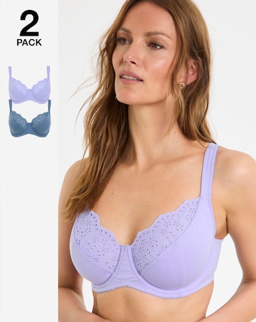 Pretty Secrets (2 Pack) New Jane Full Cup Wired Bras (D-K) Denim/Lilac