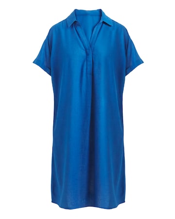 Linen Mix Collared Tunic Dress