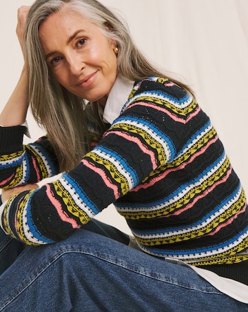 Julipa Pointelle Contrast Stitch Jumper