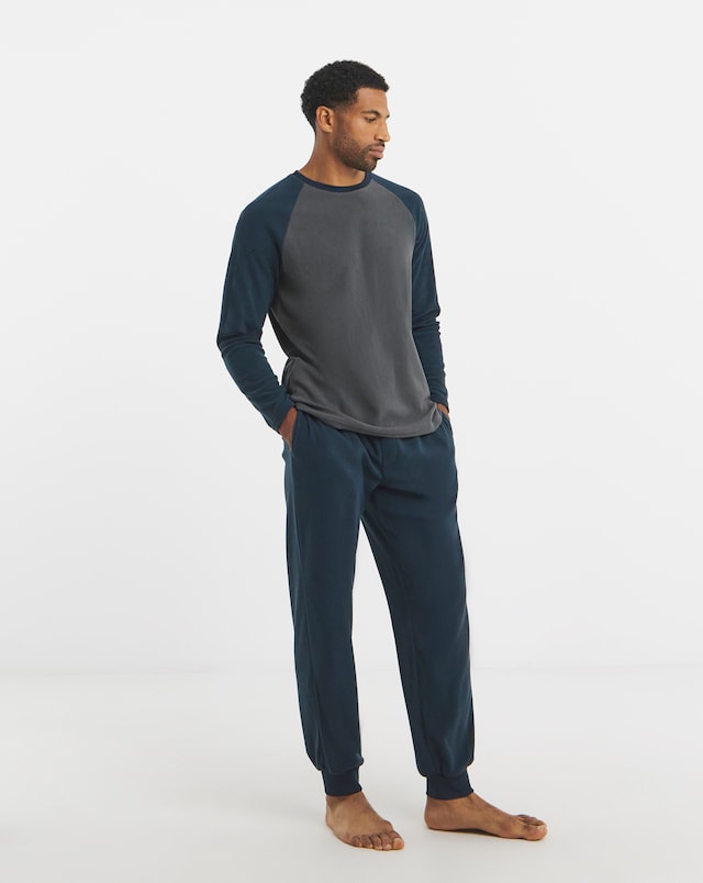 Colour Block Raglan Microfleece Pyjama Set