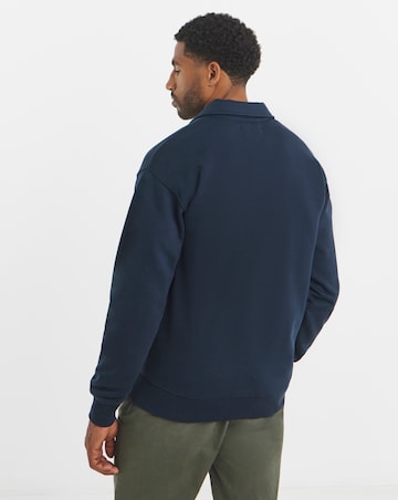 Relaxed 1/4 Zip Polo Neck Sweatshirt-Navy