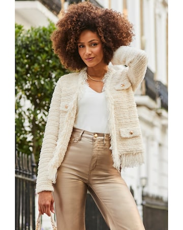 Sosandar Fringed Bouche Trophy Cardigan