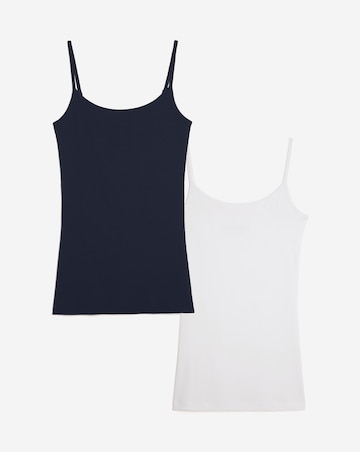 White & Navy 2 Pack Longline Cami Vest