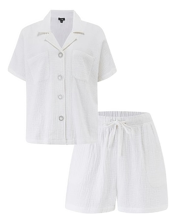 Pour Moi Double Cloth Short Sleeve Revere Pyjama Set