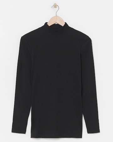Pretty Secrets Thermal Brushed Fleece Turtle Neck Long Sleeve Top Black