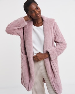 Pretty Secrets Fleece Cable Lounge Cardigan Pink