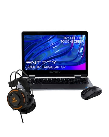 Entity 11.6in Yoga Intel 128GB Windows Laptop, Wireless Mouse and Headset Bundle
