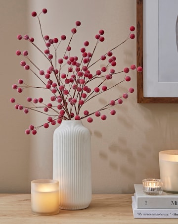 Frosted Red Berry Stems - Set of 3