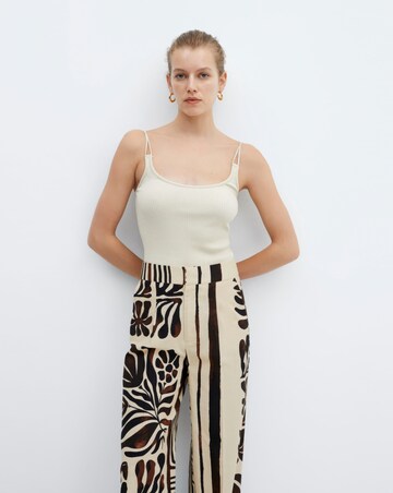 Mango Printed Cotton Linen Trousers