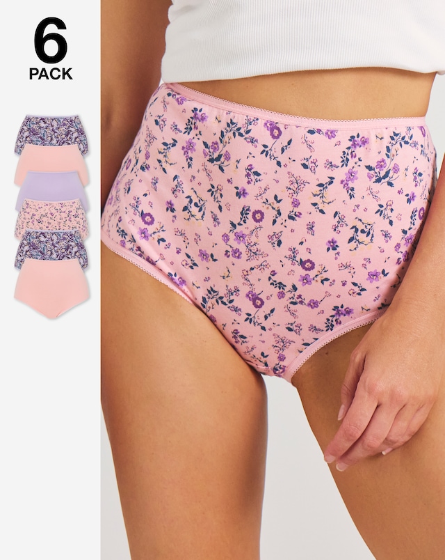 Pretty Secrets (6 Pack) Cotton Full Fit Brief Knickers