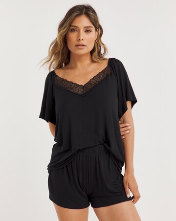 Luxury Soft Jersey Shortie Pyjama Set With Lace Detail