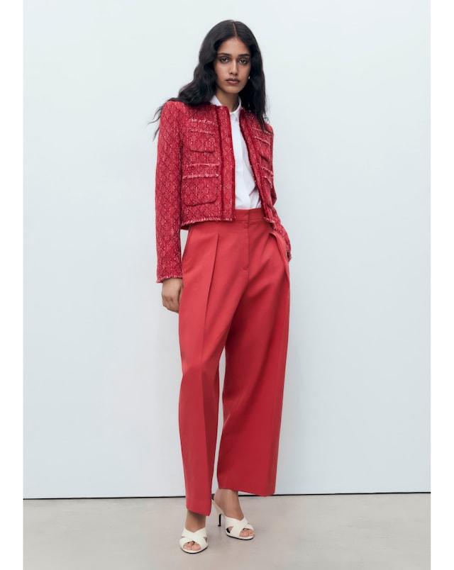Mango Red Tweed Jacket