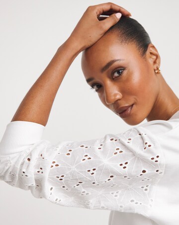 Broderie Long Sleeve Crew Neck Sweatshirt