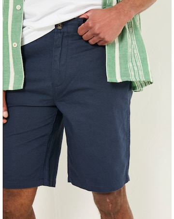 FatFace Mawes Cotton Linen Shorts - Navy