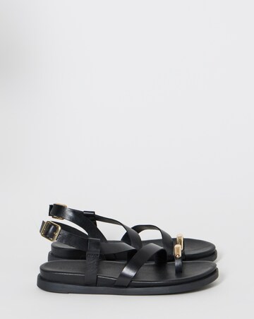 Carlota Leather Toe Hardware Footbed Sandals - Wide Fit (E)