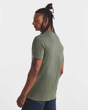 Pure Cotton V Neck T-Shirt Long Length-Khaki