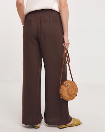 Chocolate Linen Mix Wide Leg Trousers
