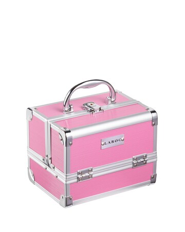 LaRoc Small Aluminium Makeup Case with Mirror - Pink