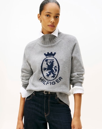 Tommy Hilfiger Wool Blend Graphic Mock Neck Sweater