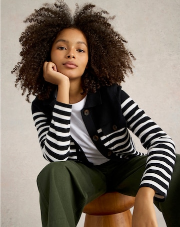 White Stuff Sara Stripe Knitted Shacket
