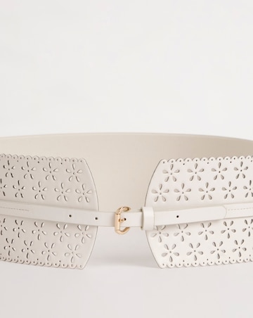 Ivory Cut Out Detail Waist Corset Belt