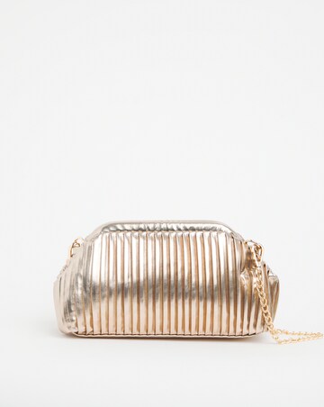 Gold Pleated Detail Clutch Bag