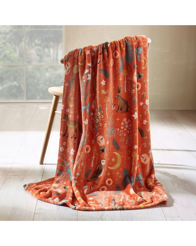 Catherine Lansfield Enchanted Twilight Fleece Throw - Burnt Orange