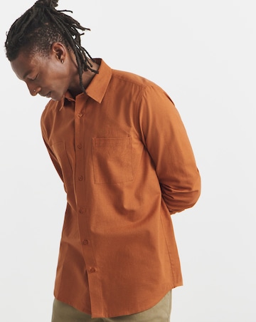 Long Sleeve Linen Blend Shirt Long
