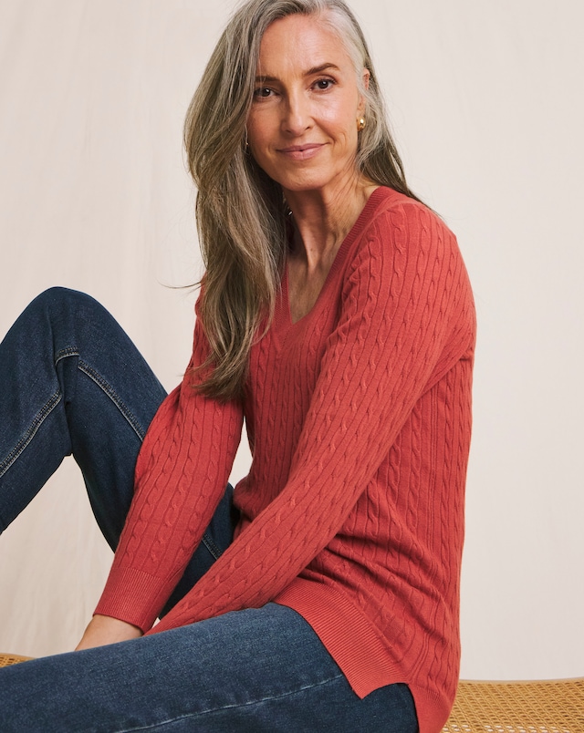 Julipa Cable V Neck Jumper