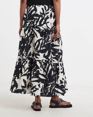 Pure Cotton Textured Tiered Midi Skirt