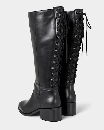 Joe Browns Lace Up Long Riding Boots Super Curvy Calf EEE Fit